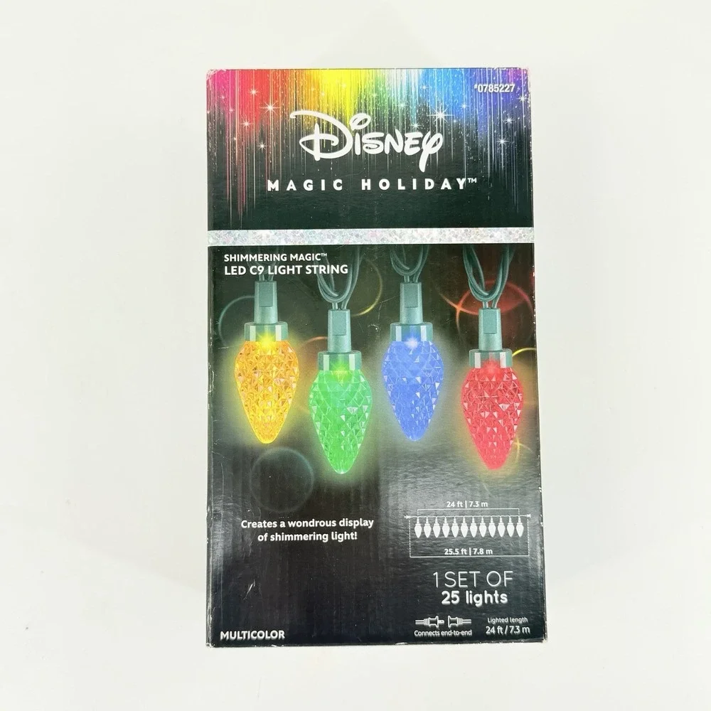 Disney Magic Holiday Shimmering LED C9 Light String 25 Multicolor Lights 24 Ft